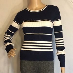 Blue & White Striped Sweater by Metersbonwe, Sz M